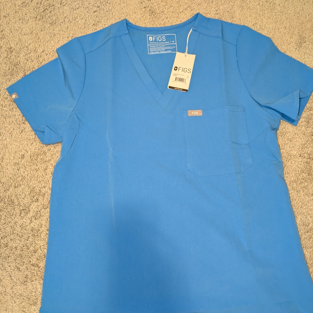Figs Blue Scrub Top
